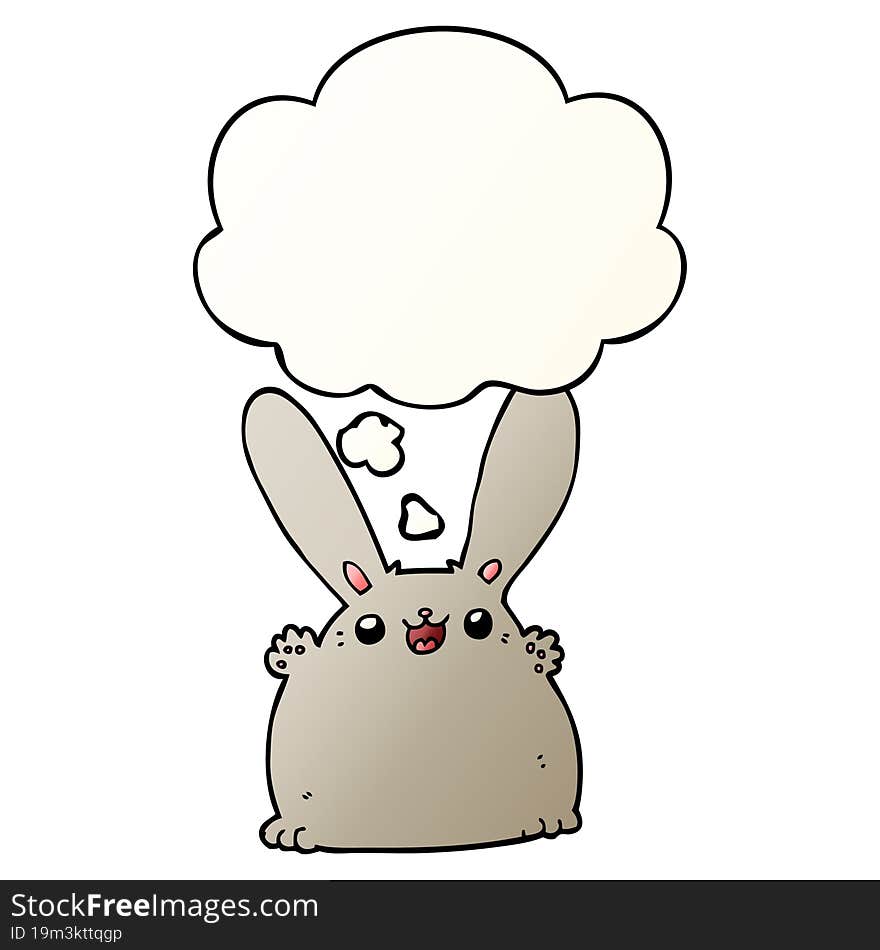 cartoon rabbit with thought bubble in smooth gradient style