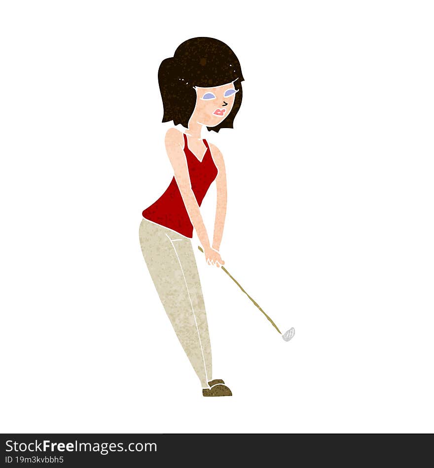 cartoon woman playing golf