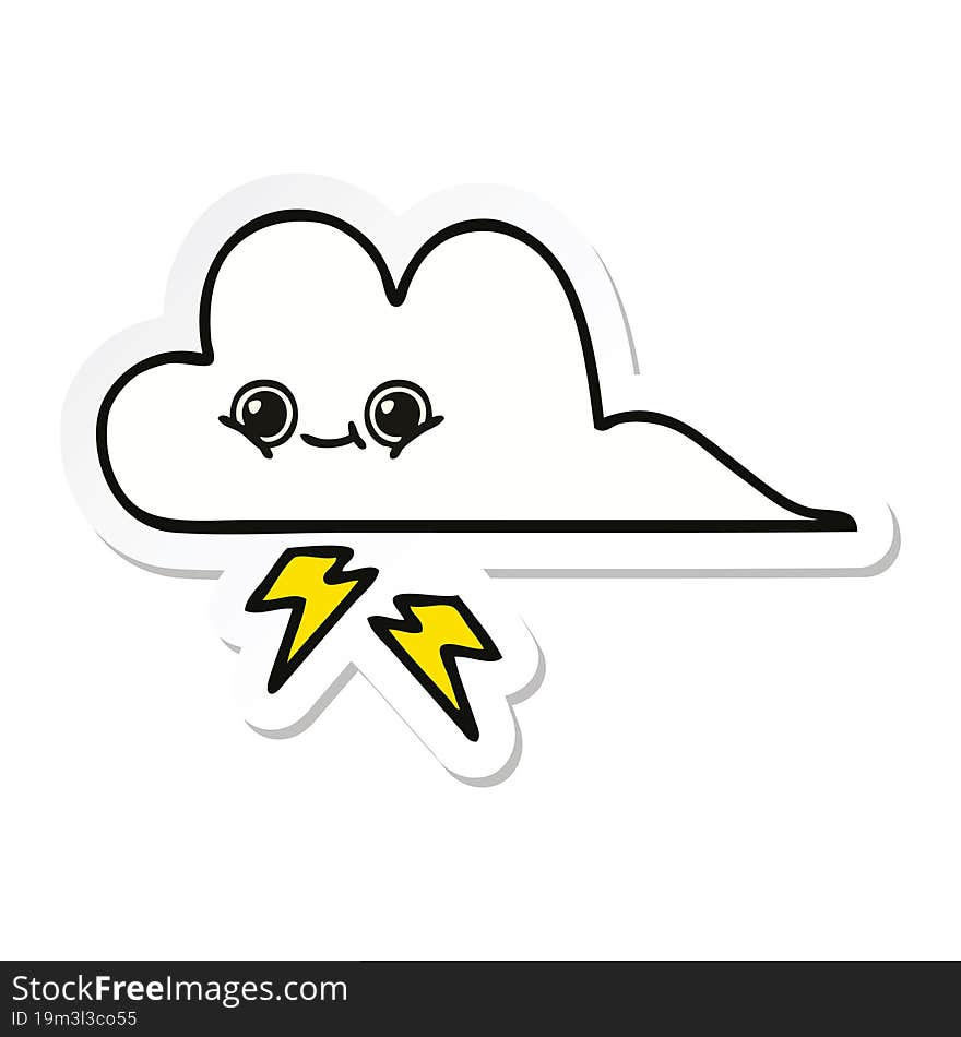 sticker of a cute cartoon storm cloud