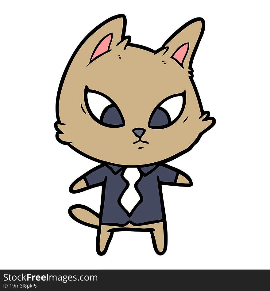 confused cartoon business cat. confused cartoon business cat