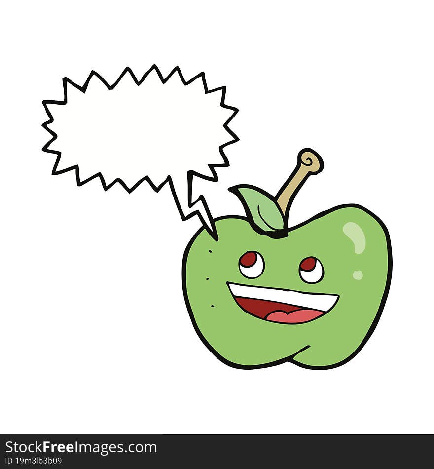 cartoon apple with speech bubble