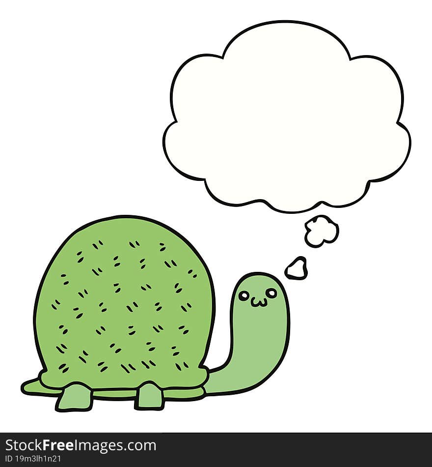 cute cartoon turtle and thought bubble