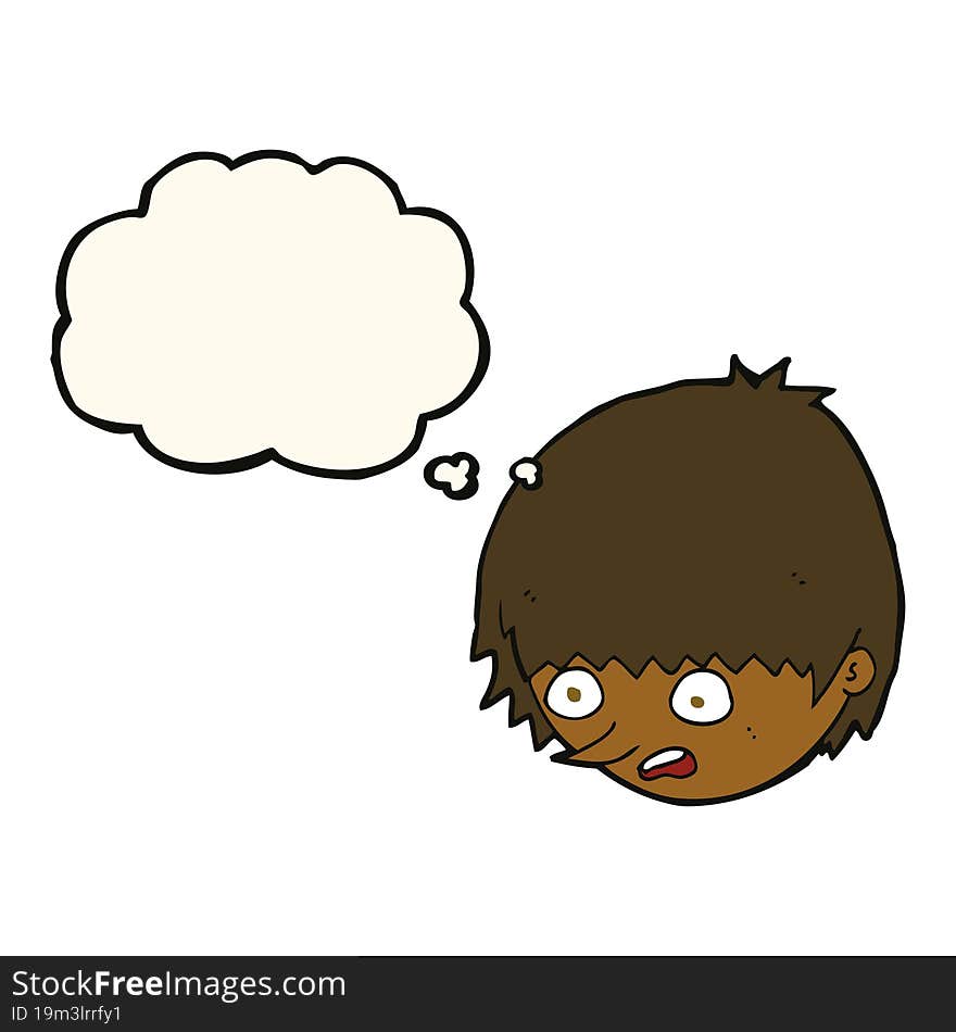 Cartoon Stressed Face With Thought Bubble