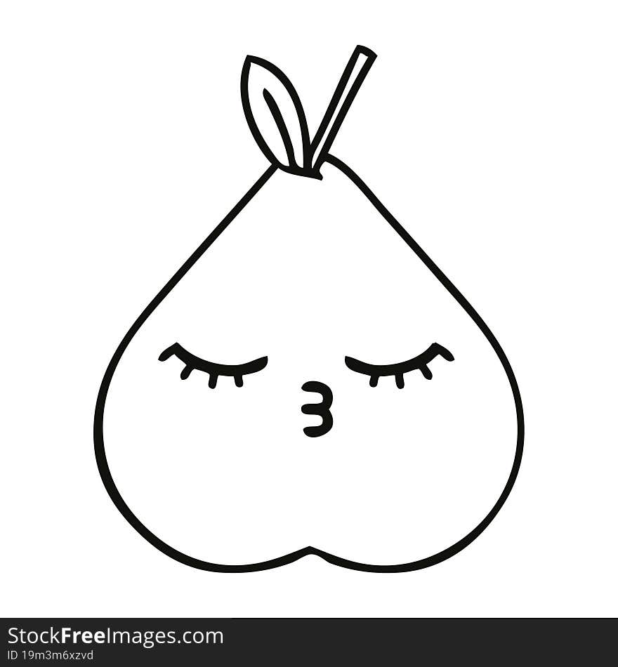 Line Drawing Cartoon Green Pear