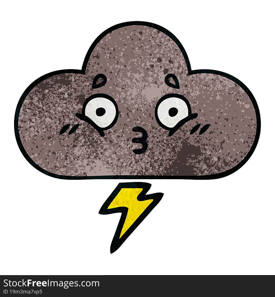 retro grunge texture cartoon of a storm cloud