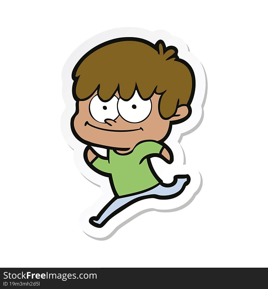 sticker of a happy cartoon man