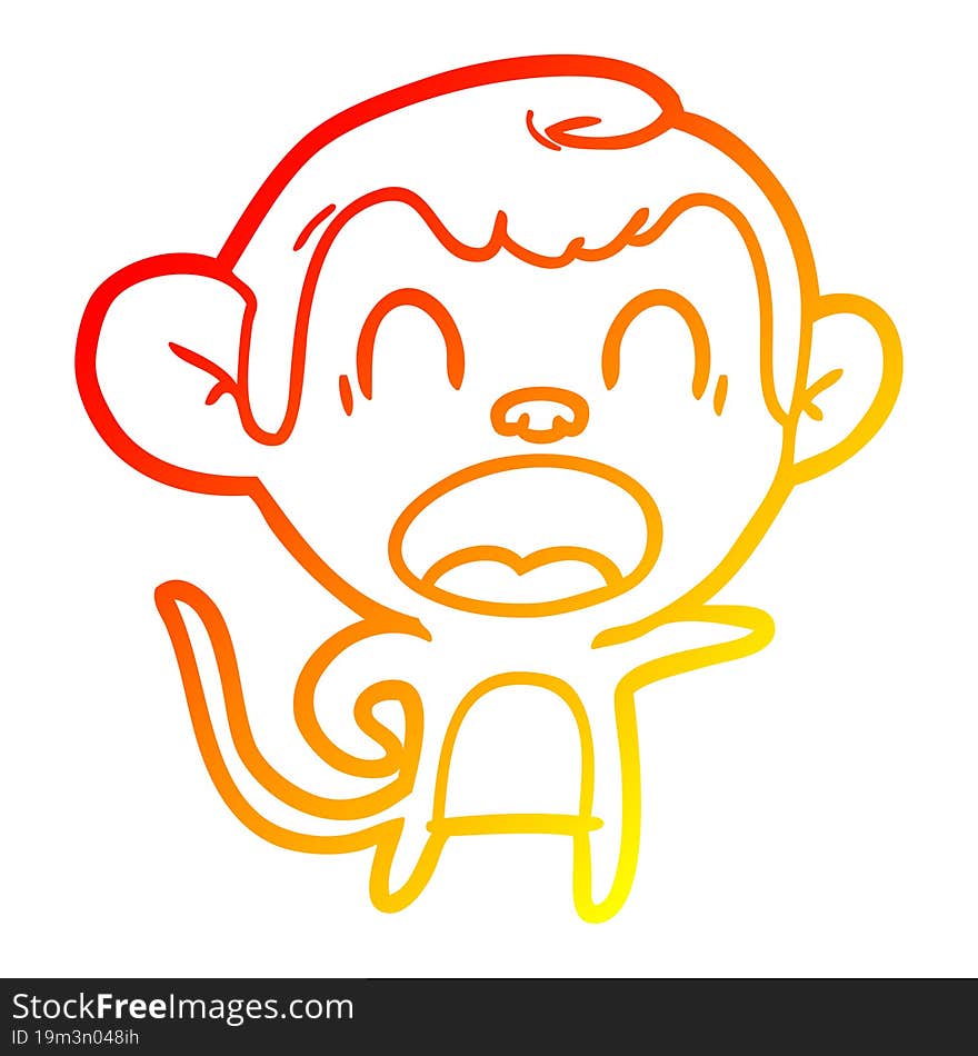 Warm Gradient Line Drawing Shouting Cartoon Monkey