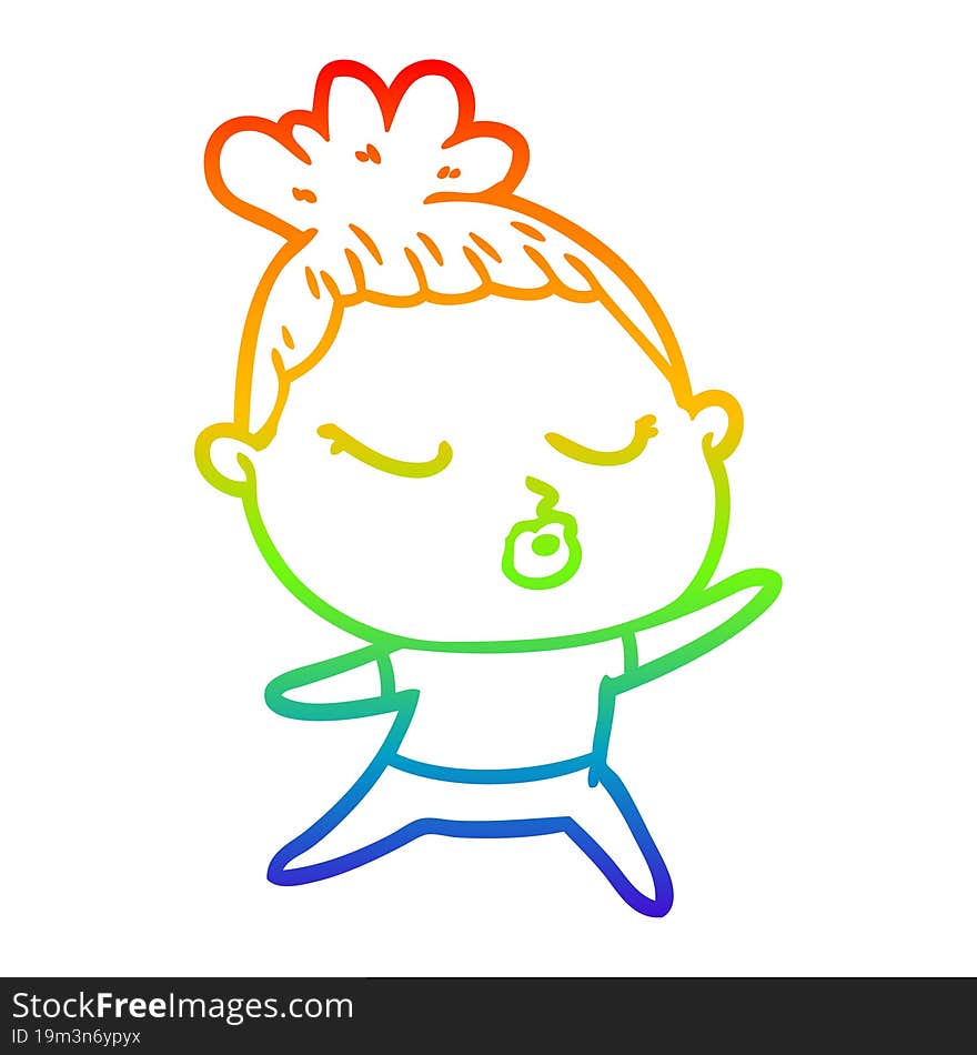 rainbow gradient line drawing cartoon calm woman