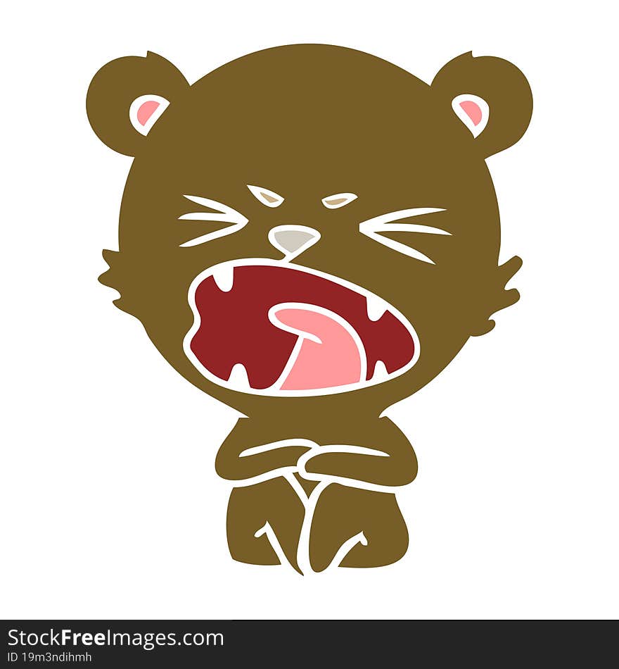 angry flat color style cartoon bear