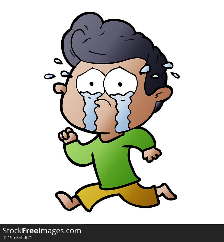 cartoon crying man running. cartoon crying man running