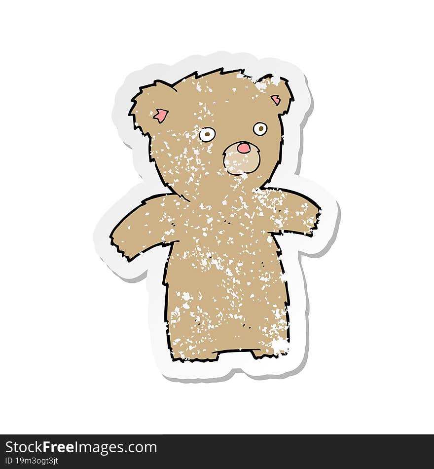 retro distressed sticker of a cartoon teddy bear