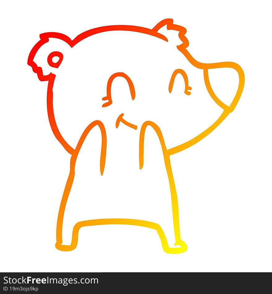 Warm Gradient Line Drawing Friendly Bear Cartoon