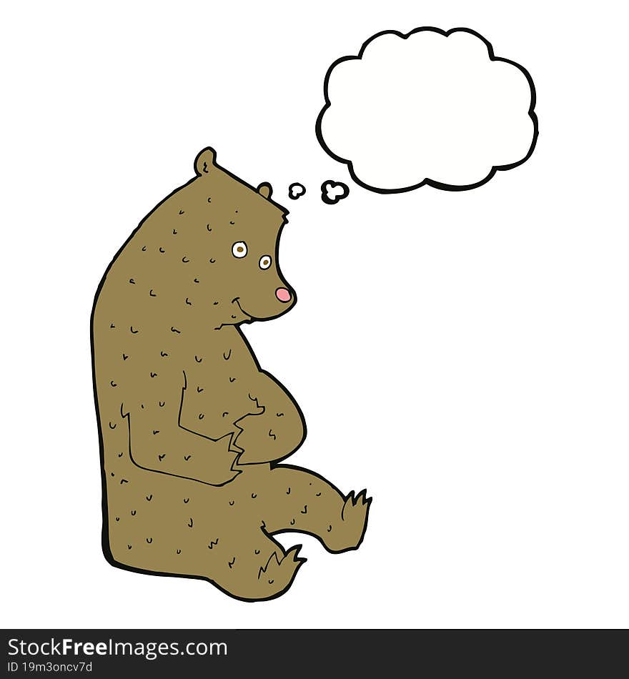 Cartoon Happy Bear With Thought Bubble