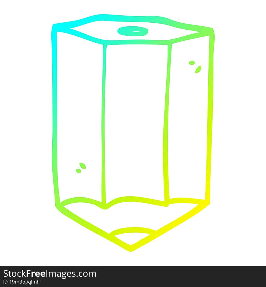 cold gradient line drawing of a cartoon colored pencil