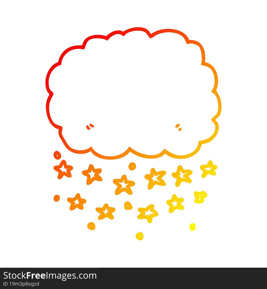 warm gradient line drawing cartoon rain cloud