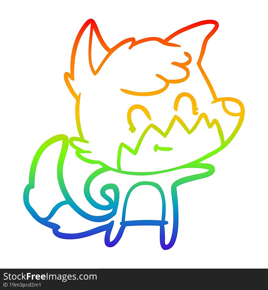 Rainbow Gradient Line Drawing Cartoon Friendly Fox