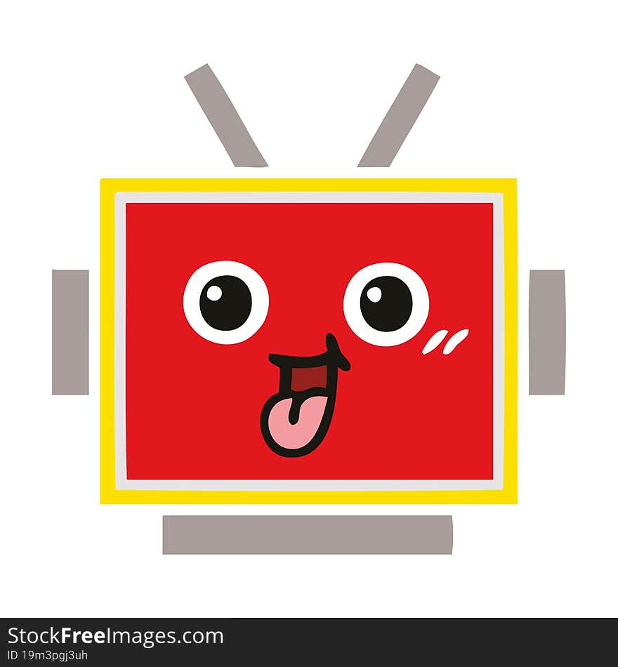 Flat Color Retro Cartoon Robot Head