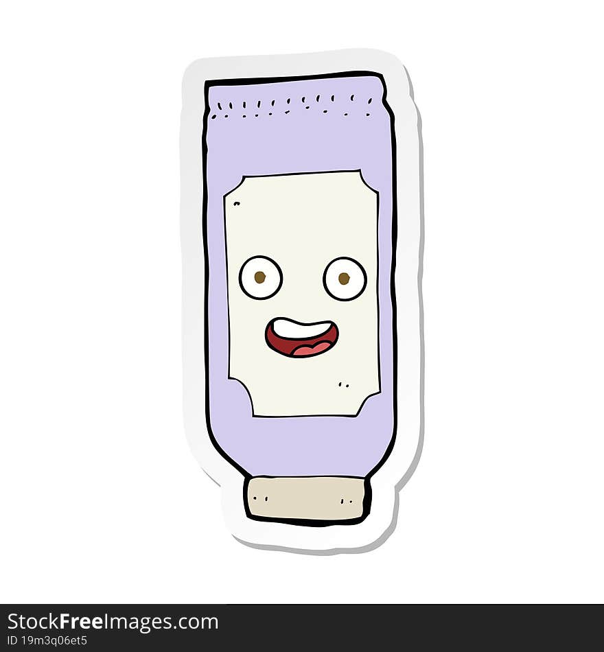 sticker of a cartoon tube of cream