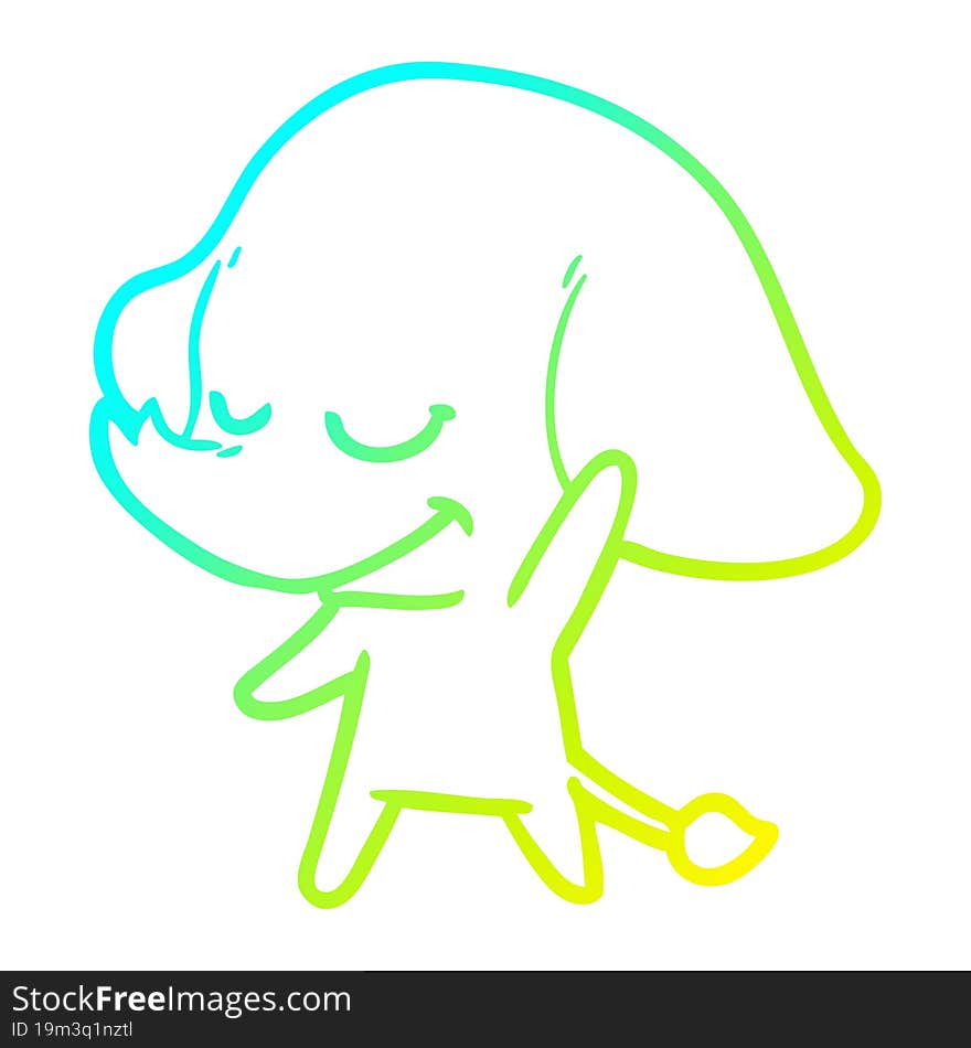 cold gradient line drawing cartoon smiling elephant