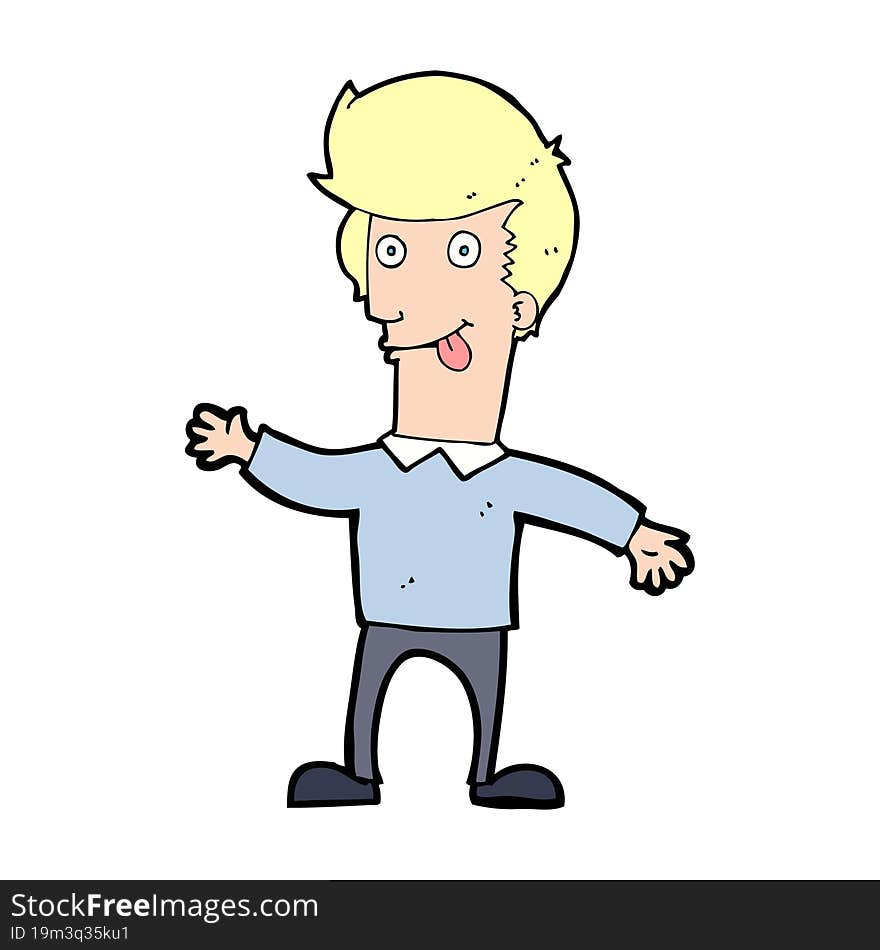 cartoon man sticking out tongue