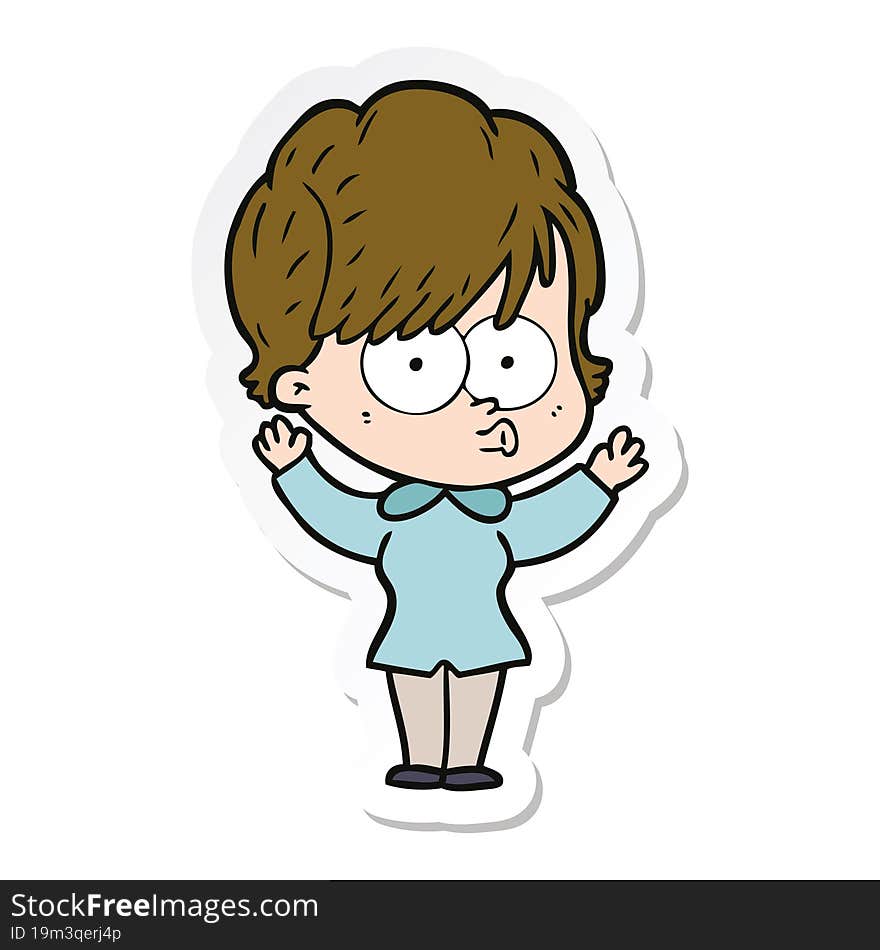 sticker of a cartoon woman