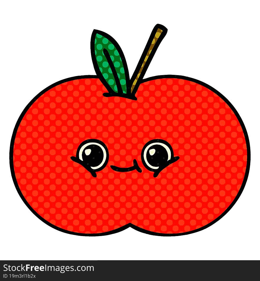 comic book style cartoon red apple