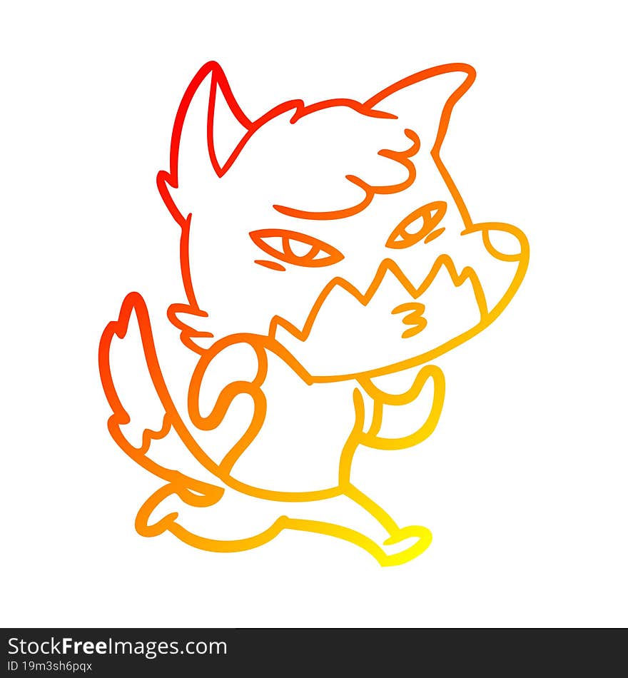 warm gradient line drawing clever cartoon fox