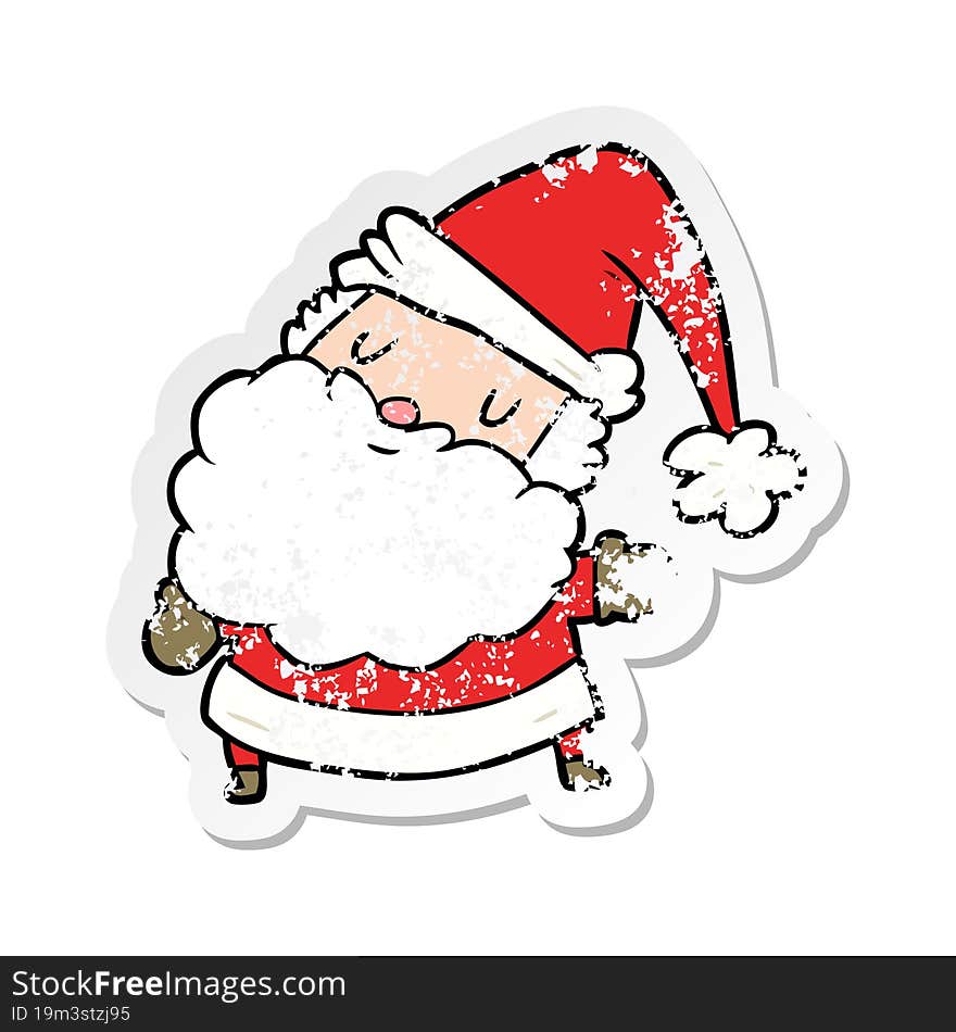 Distressed Sticker Of A Cartoon Santa Claus