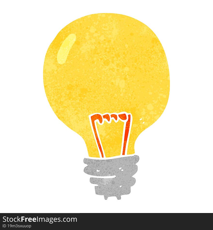 freehand retro cartoon light bulb