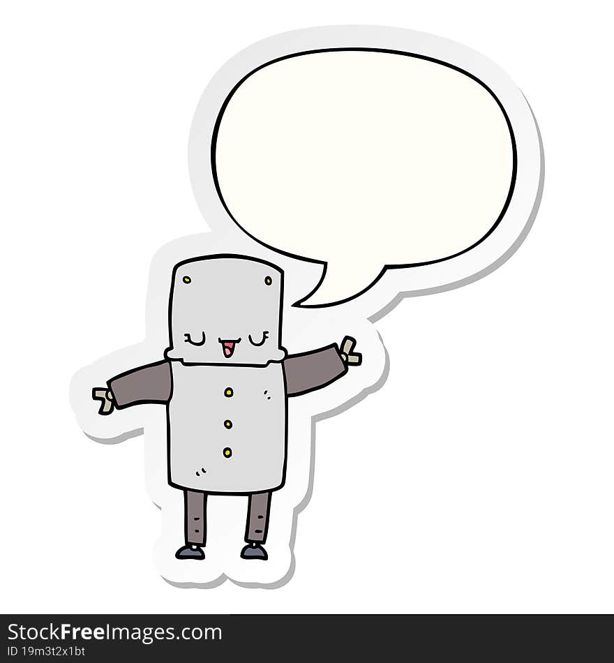 Cartoon Robot And Speech Bubble Sticker