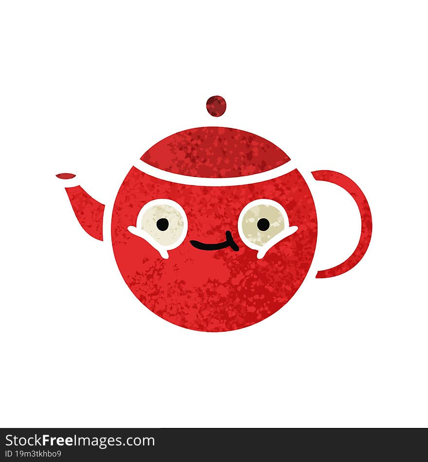 retro illustration style cartoon teapot