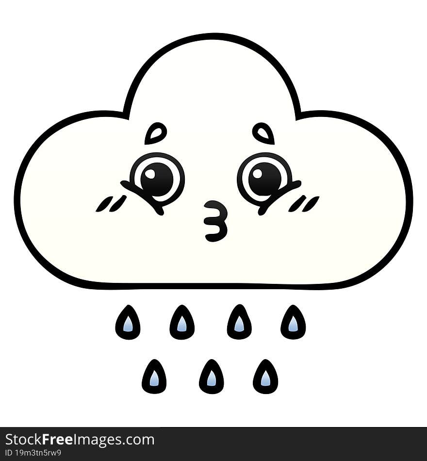 Gradient Shaded Cartoon Rain Cloud