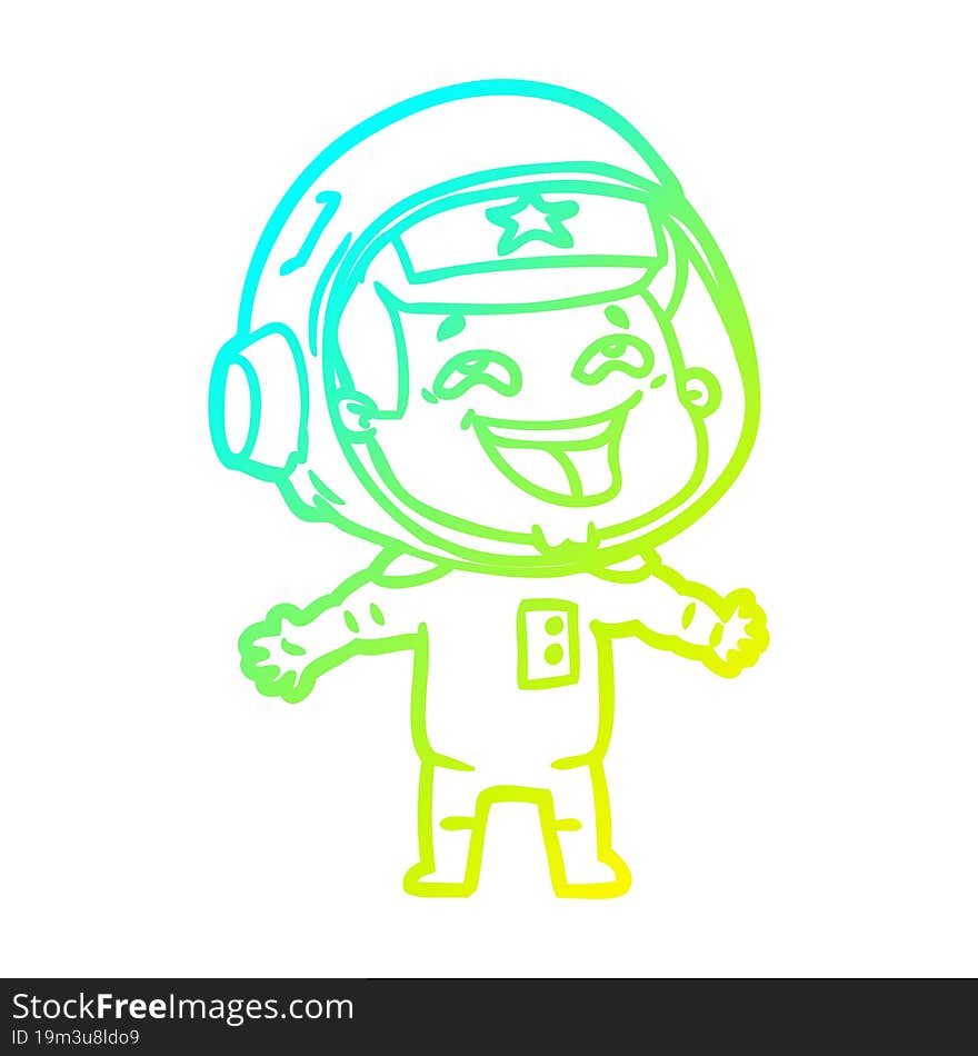 cold gradient line drawing cartoon laughing astronaut