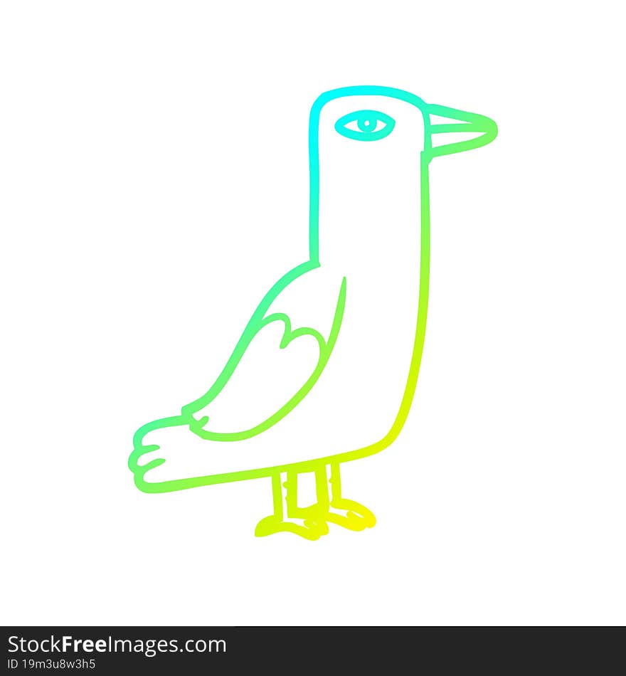 cold gradient line drawing Cartoon bird