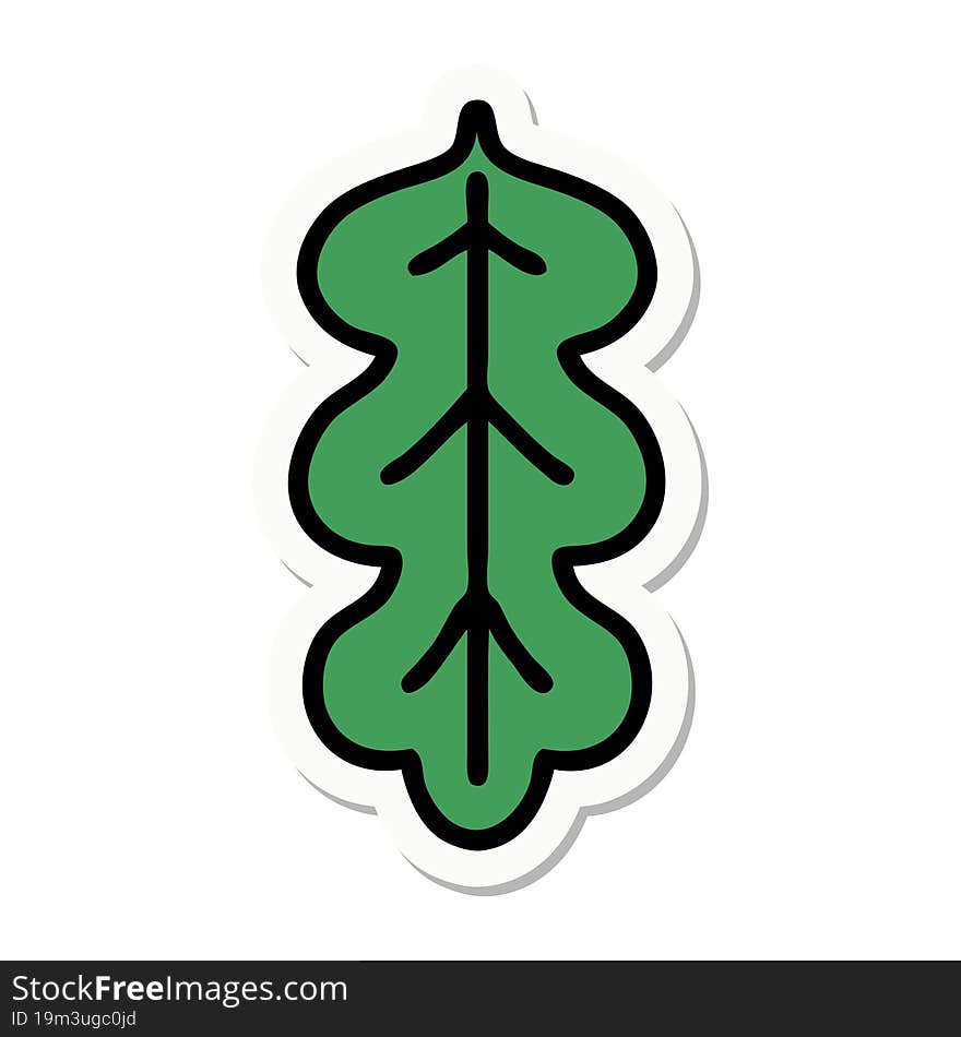 tattoo style sticker of a leaf