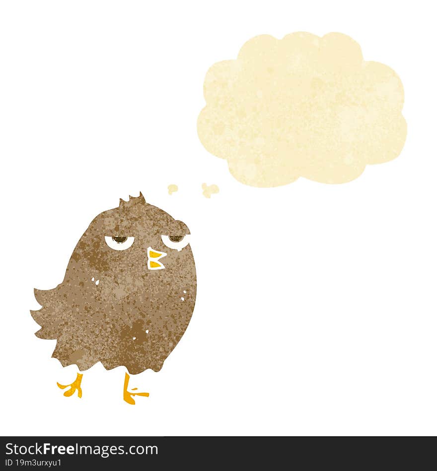 funny cartoon bird with thought bubble