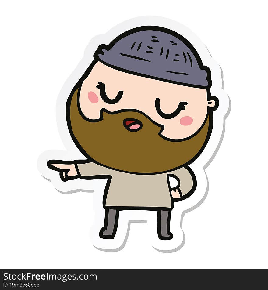 sticker of a cute cartoon man with beard