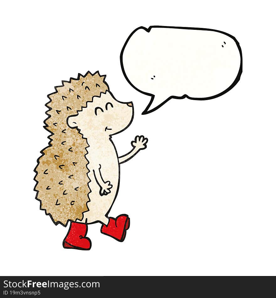 Cute Speech Bubble Textured Cartoon Hedgehog