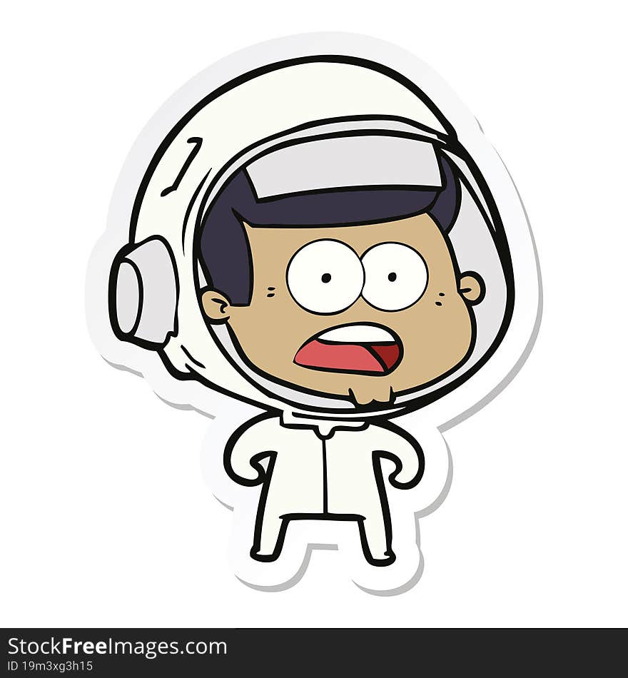 sticker of a cartoon surprised astronaut