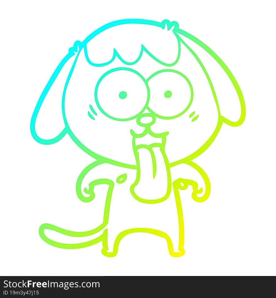 Cold Gradient Line Drawing Cute Cartoon Dog