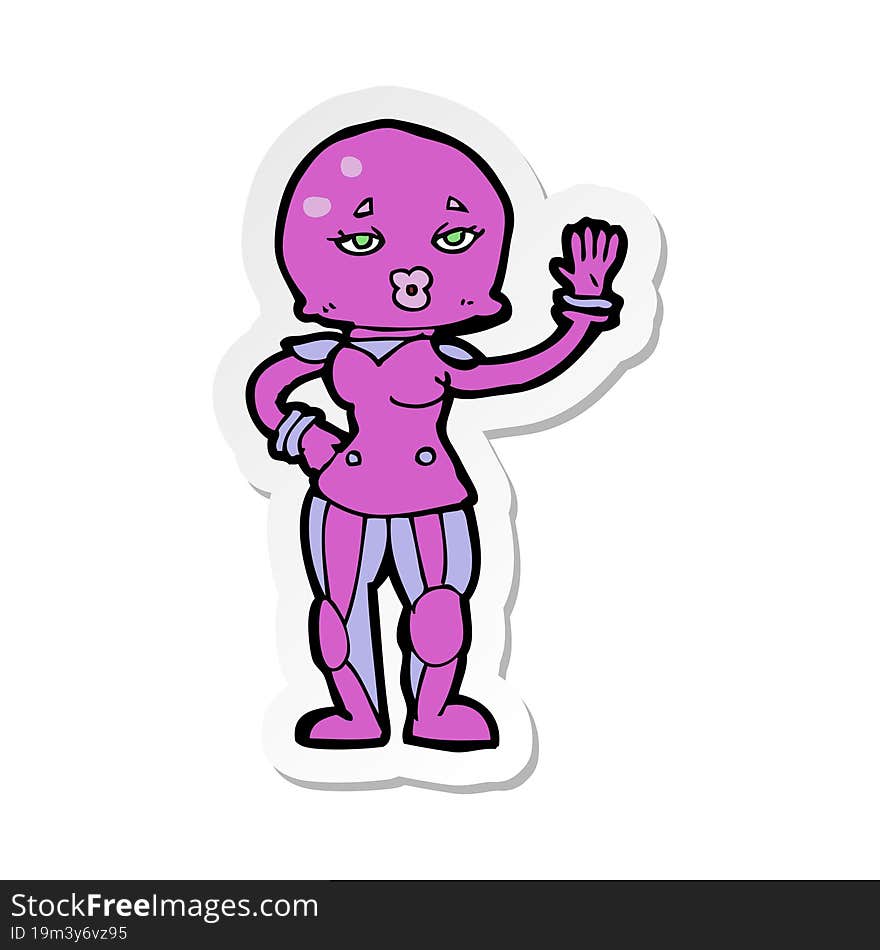 Sticker Of A Cartoon Female Astronaut