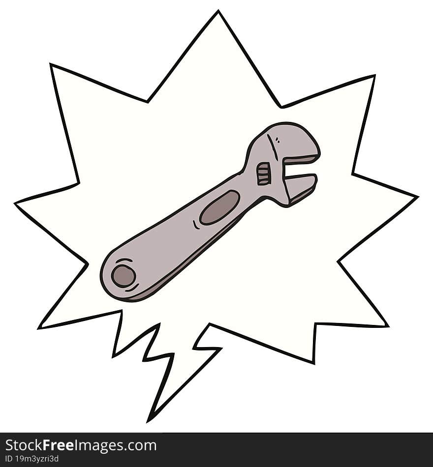 cartoon spanner and speech bubble