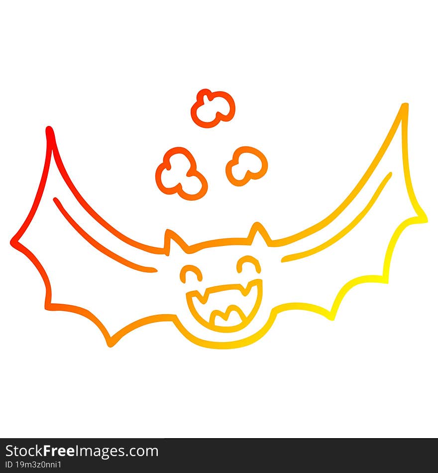 warm gradient line drawing cartoon bat