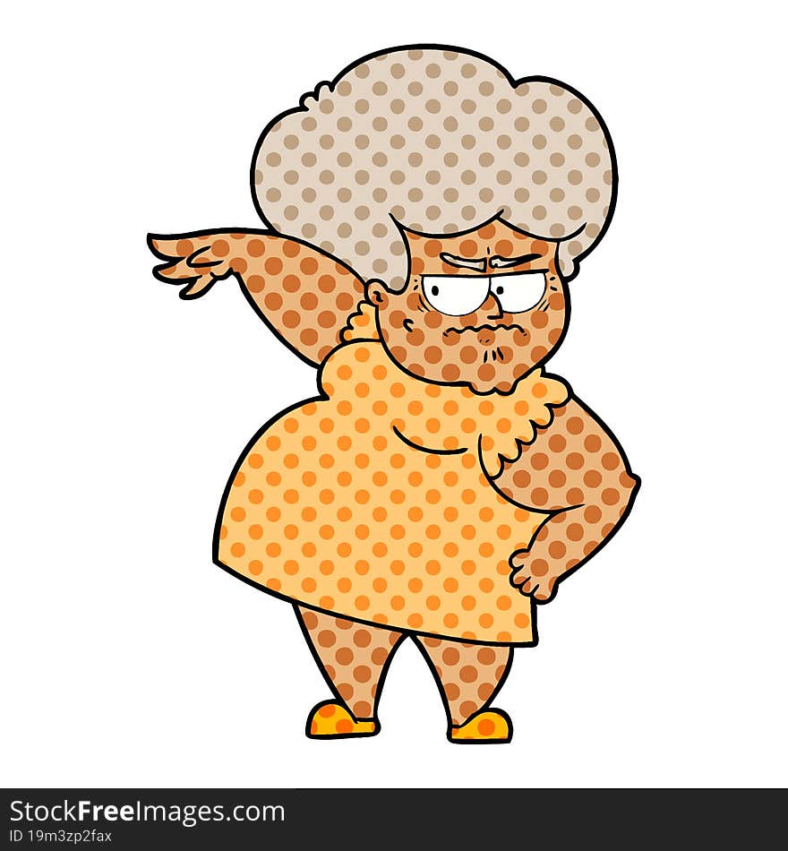 cartoon angry old woman. cartoon angry old woman