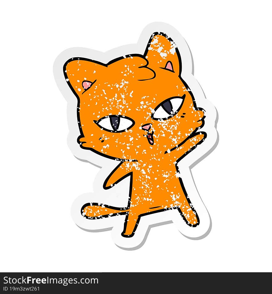 distressed sticker of a cartoon cat