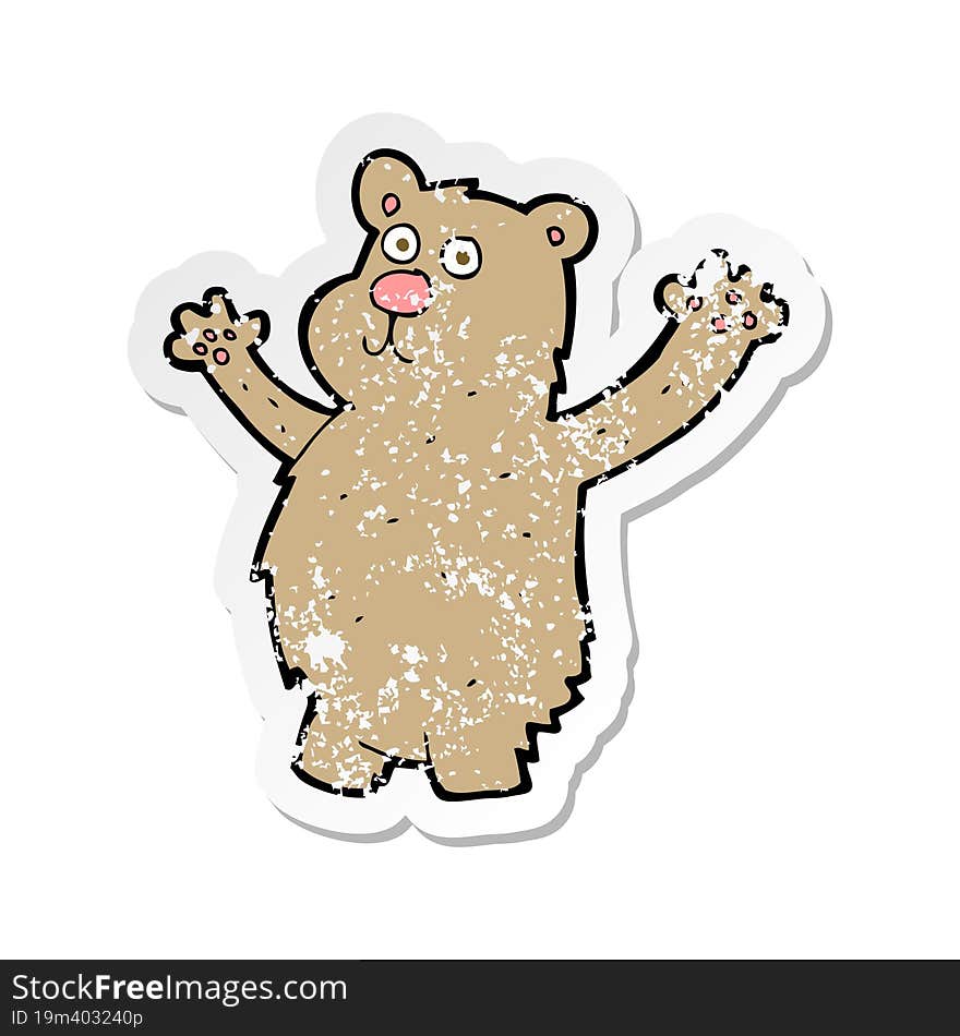 retro distressed sticker of a cartoon funny bear