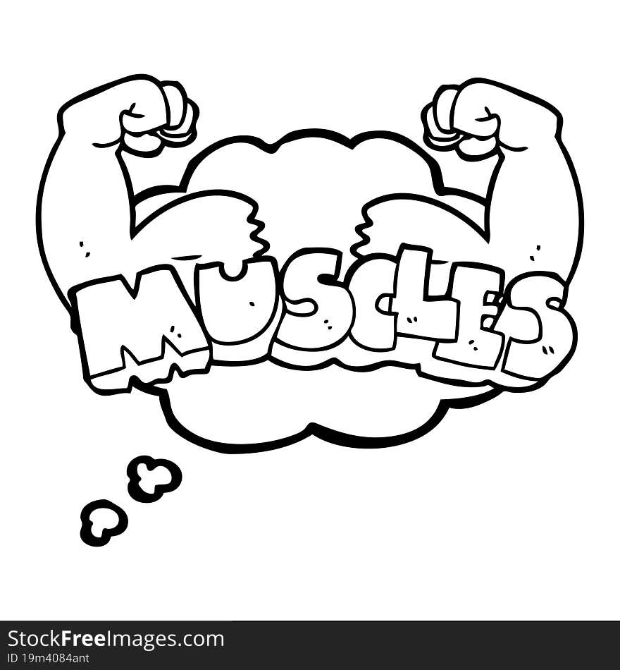 Thought Bubble Cartoon Muscles Symbol