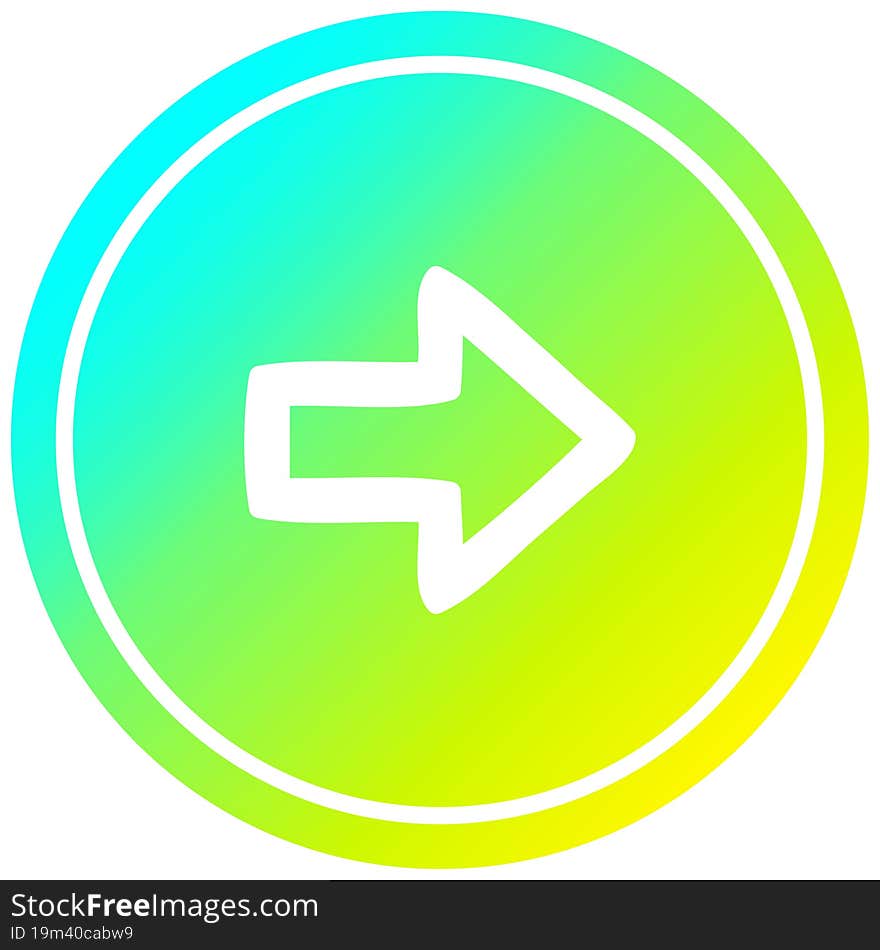 direction arrow circular icon with cool gradient finish. direction arrow circular icon with cool gradient finish