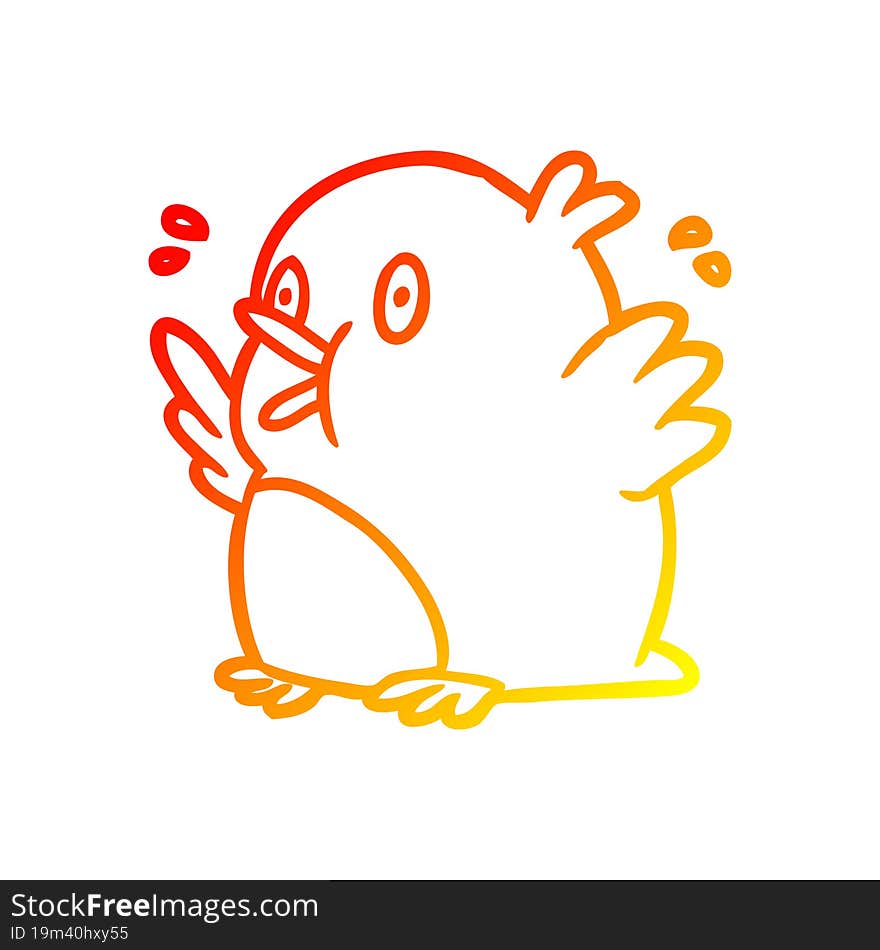 warm gradient line drawing over excited robin