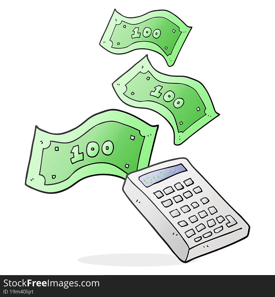 cartoon calculator counting money